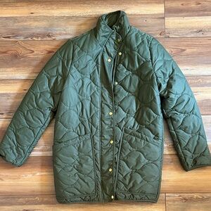 Quince Featherless Quilted Long Puffer Jacket Olive Green Small